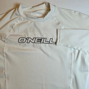 O'Neill Mens Small White Long Sleeve Rash Guard Swim Shirt UPF 50+